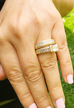 Load image into Gallery viewer, Large Heavy Women's 14k solid yellow gold princess cut forever one moissanite and natural diamond engagement ring Bridal Wedding 3.00ct