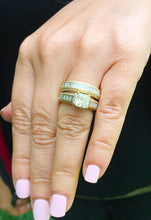 Load image into Gallery viewer, Large Heavy Women's 14k solid yellow gold princess cut natural diamond engagement ring and band Bridal Wedding 3.00ct