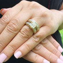 Load image into Gallery viewer, Large Heavy Women's 14k solid yellow gold princess cut moissanite and natural diamond engagement ring Bridal Wedding 3.50ct