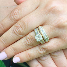 Load image into Gallery viewer, Large Heavy Women's 14k solid yellow gold princess cut moissanite and natural diamond engagement ring Bridal Wedding 3.50ct