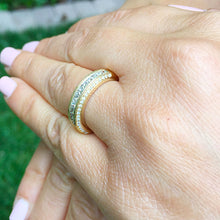 Load image into Gallery viewer, Women's 14k solid yellow gold princess and round cut natural diamond Band, wedding, anniversary, propose, deco, engagement 1.00ct