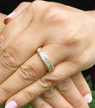 Load image into Gallery viewer, Women's 14k solid yellow gold princess and round cut natural diamond Band, wedding, anniversary, propose, deco, engagement 1.00ct