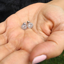 Load image into Gallery viewer, stunning 14k solid white gold 1.40ctw forever one round cut diamonds studs earrings screw backs prong set bridal wedding anniversary gift