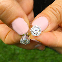 Load image into Gallery viewer, stunning 14k solid white gold 1.40ctw forever one round cut diamonds studs earrings screw backs prong set bridal wedding anniversary gift