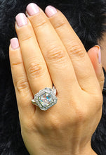 Load image into Gallery viewer, Women's 14k Solid and Heavy White Gold Asscher Cut Forever One Moissanite and Round Cut Natural Diamonds Bezel Engagement Ring 4.60ctw