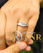 Load image into Gallery viewer, GIA/IGI Certified 14k Solid White Gold Emerald, Princess And Baguettes Cut Diamond Engagement Ring Prong Set Bridal Wedding 2.50ct F-VS2