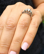 Load image into Gallery viewer, Women's 14k white gold emerald cut forever one moissanite and diamond engagement ring Three Stone Style Bridal Wedding Natural Diamonds 1.60