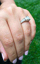 Load image into Gallery viewer, Women's 1.40 carat set in 14k solid white gold emerald cut diamond engagement ring three stone style, bridal, wedding, anniversry