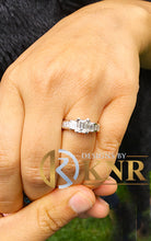 Load image into Gallery viewer, GIA/IGI Certified 14k Solid White Gold Emerald, Princess And Baguettes Cut Diamond Engagement Ring Prong Set Bridal Wedding 2.50ct F-VS2