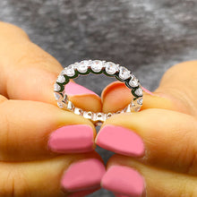 Load image into Gallery viewer, 2 Carat Women's 14k solid white gold round cut forever one moissanite band anniversary deco modern eternity bridal prong