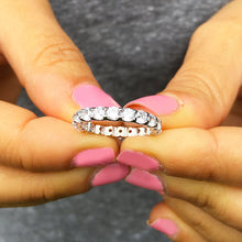 Load image into Gallery viewer, 2 Carat Women's 14k solid white gold round cut forever one moissanite band anniversary deco modern eternity bridal prong