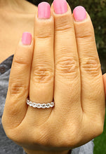 Load image into Gallery viewer, 2 Carat Women's 14k solid white gold round cut moissanite band anniversary deco modern eternity bridal prong