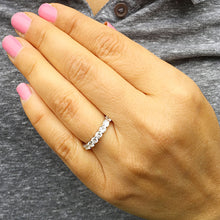 Load image into Gallery viewer, 2 Carat Women's 14k solid white gold round cut forever one moissanite band anniversary deco modern eternity bridal prong