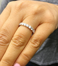 Load image into Gallery viewer, 2 Carat Women's 14k solid white gold round cut forever one moissanite band anniversary deco modern eternity bridal prong