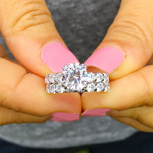 Load image into Gallery viewer, Large Women's 14k white gold round cut forever one moissanite and diamond engagement ring and band eternity Bridal Wedding 6.00