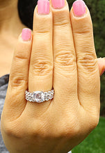Load image into Gallery viewer, Large Women's 14k white gold round cut forever one moissanite and diamond engagement ring and band eternity Bridal Wedding 6.00