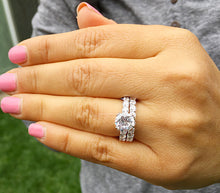 Load image into Gallery viewer, GIA/IGI Certified 14k White Gold Round Cut Diamond Engagement Ring And Band Eternity Bridal Wedding Set 6.00ctw F-VS2