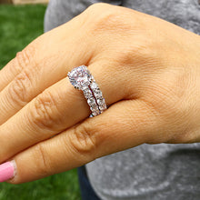 Load image into Gallery viewer, Large Women's 14k white gold round cut forever one moissanite and diamond engagement ring and band eternity Bridal Wedding 6.00