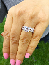 Load image into Gallery viewer, GIA/IGI Certified 14k White Gold Round Cut Diamond Engagement Ring And Band Eternity Bridal Wedding Set 6.00ctw F-VS2