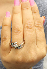 Load image into Gallery viewer, GIA/IGI Certified 14k Solid And Heavy White Gold Princess Cut Diamond Engagement Ring And Bands Tension Set 1.50ctw F-VS2