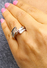 Load image into Gallery viewer, GIA/IGI Certified 14k Solid And Heavy White Gold Princess Cut Diamond Engagement Ring And Bands Tension Set 1.50ctw F-VS2