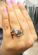 Load image into Gallery viewer, 14k white gold princess cut forever one moissanite and diamond engagement ring and band tension set Bridal Wedding Natural Diamonds 2.00ctw