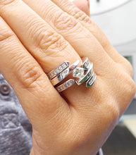 Load image into Gallery viewer, GIA/IGI Certified 14k Solid And Heavy White Gold Princess Cut Diamond Engagement Ring And Two Bands Tension Set 2.00ctw F-VS2