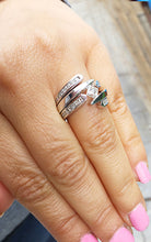 Load image into Gallery viewer, 14k white gold princess cut diamond engagement ring and two bands tension set Bridal Wedding Anniversary Halo Natural Diamonds 1.70ctw