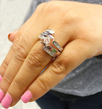 Load image into Gallery viewer, 14k white gold princess cut forever one moissanite and diamond engagement ring and band tension set Bridal Wedding Natural Diamonds 2.00ctw