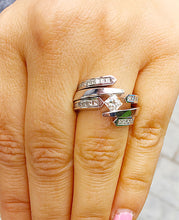 Load image into Gallery viewer, 14k white gold princess cut forever one moissanite and diamond engagement ring and band tension set Bridal Wedding Natural Diamonds 2.00ctw