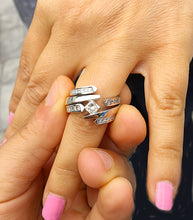 Load image into Gallery viewer, GIA/IGI Certified 14k Solid And Heavy White Gold Princess Cut Diamond Engagement Ring And Two Bands Tension Set 2.00ctw F-VS2