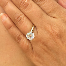 Load image into Gallery viewer, Large Four Carat set in 14k solid yellow gold round cut moissanite engagement ring solitaire, bridal set, wedding, anniversary