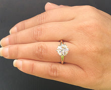 Load image into Gallery viewer, Large Four Carat set in 14k solid yellow gold round cut forever one moissanite engagement ring solitaire, bridal set, wedding, anniversary
