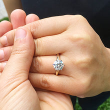 Load image into Gallery viewer, Large Four Carat set in 14k solid yellow gold round cut moissanite engagement ring solitaire, bridal set, wedding, anniversary