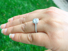 Load image into Gallery viewer, GIA/IGI Certified 14k Solid White Gold Cushion And Round Cut Diamond Engagement Ring Bridal Wedding Halo 2.00ctw F-VS2