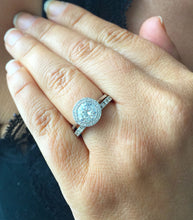 Load image into Gallery viewer, Women's Stunning 14k solid white gold round and Round cut diamond engagement ring halo natural diamonds 1.60ctw