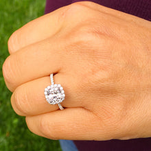 Load image into Gallery viewer, Women's Stunning 14k solid white gold cushion and Round cut diamond engagement ring halo natural diamonds bridal wedding 1.70ctw