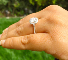 Load image into Gallery viewer, Women's Stunning 14k solid white gold cushion and Round cut diamond engagement ring halo natural diamonds bridal wedding 1.70ctw