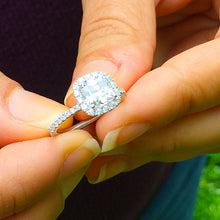 Load image into Gallery viewer, Women's Stunning 14k solid white gold cushion and Round cut diamond engagement ring halo natural diamonds bridal wedding 1.70ctw