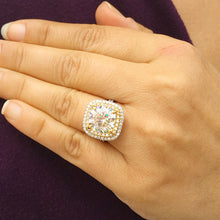 Load image into Gallery viewer, Huge Women's 14k solid white gold cushion cut forever one moissanite and natural diamond engagement ring Bridal Wedding Halo 6.50ctw