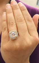 Load image into Gallery viewer, Huge Women's 14k solid white gold cushion cut forever one moissanite and natural diamond engagement ring Bridal Wedding Halo 6.50ctw