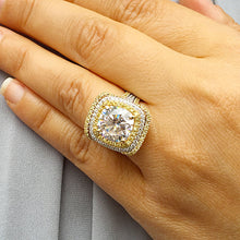 Load image into Gallery viewer, Huge Women's 14k solid white gold cushion cut forever one moissanite and natural diamond engagement ring and Band Bridal Wedding Halo 7.10ct