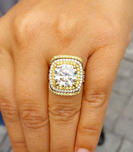 Load image into Gallery viewer, Huge Women's 14k solid white gold cushion cut forever one moissanite and natural diamond engagement ring and Band Bridal Wedding Halo 7.10ct