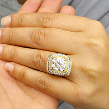 Load image into Gallery viewer, Huge Women's 14k solid white gold cushion cut forever one moissanite and natural diamond engagement ring and Band Bridal Wedding Halo 7.10ct