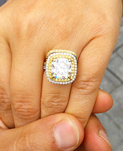 Load image into Gallery viewer, Huge Women's 14k solid white gold cushion cut moissanite and natural diamond engagement ring and Band Bridal Wedding Halo 7.10ct