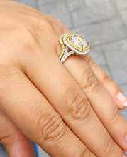 Load image into Gallery viewer, Huge Women's 14k solid white gold cushion cut forever one moissanite and natural diamond engagement ring and Band Bridal Wedding Halo 6.80ct