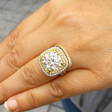 Load image into Gallery viewer, Huge Women's 14k solid white gold cushion cut forever one moissanite and natural diamond engagement ring and Band Bridal Wedding Halo 6.80ct