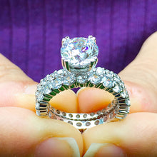 Load image into Gallery viewer, Large Women's 14k white gold round cut forever one moissanites engagement ring and band eternity Bridal Wedding Prong Set 5.50ctw