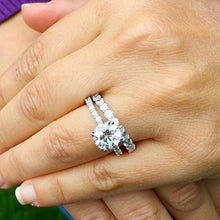 Load image into Gallery viewer, Large Women's 14k white gold round cut forever one moissanites engagement ring and band eternity Bridal Wedding Prong Set 5.50ctw