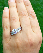 Load image into Gallery viewer, Large Women's 14k white gold round cut forever one moissanites engagement ring and band eternity Bridal Wedding Prong Set 5.50ctw